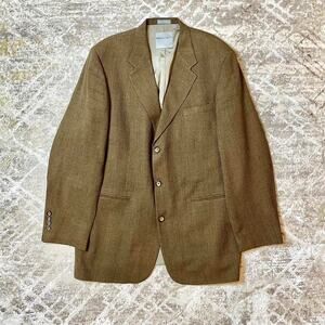 Geoffrey Beene 46L Blazer – 100% Worsted Wool Brown Tweed Jacket